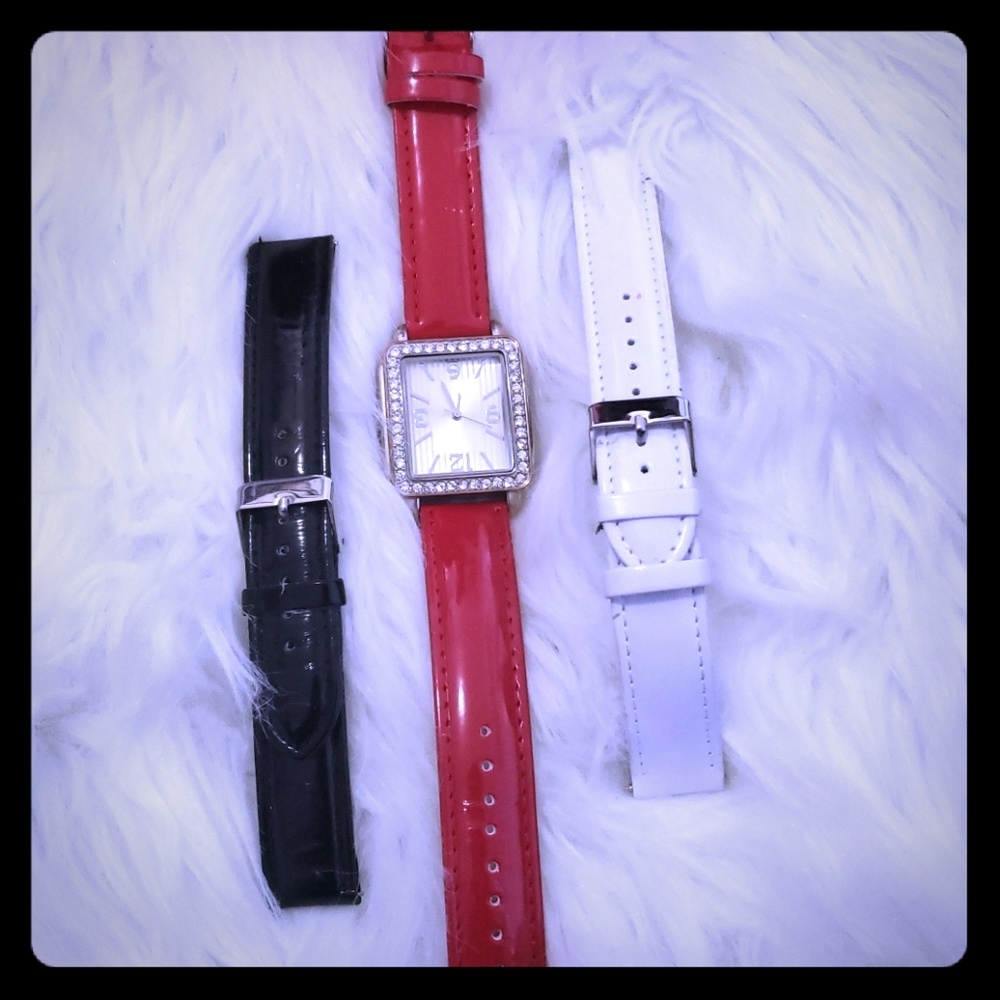 Interchangeable red, white, or black watch